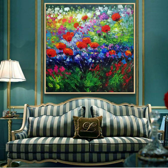 Hand Painted Flower Garden Canvas Art