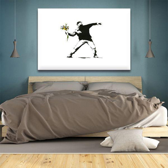 Flower Riot By Banksy Canvas Wall Art Bedroom