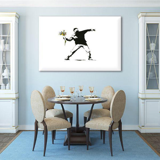 Flower Riot By Banksy Canvas Wall Art Dining Room