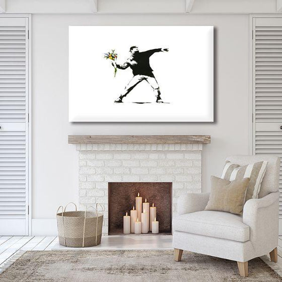 Flower Riot By Banksy Canvas Wall Art Living Room