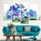 Blue Orchids And Butterflies Canvas Wall Art Living Room