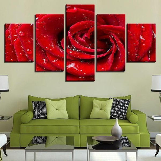 Bloomed Red Rose Canvas Wall Art Living Room