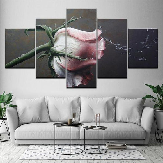 Pink Rose Flower Canvas Wall Art Living Room