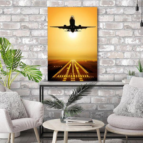 Flying Plane & Runway Canvas Wall Art Living Room