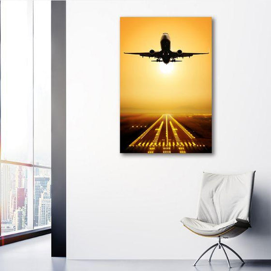 Flying Plane & Runway Canvas Wall Art Office Room