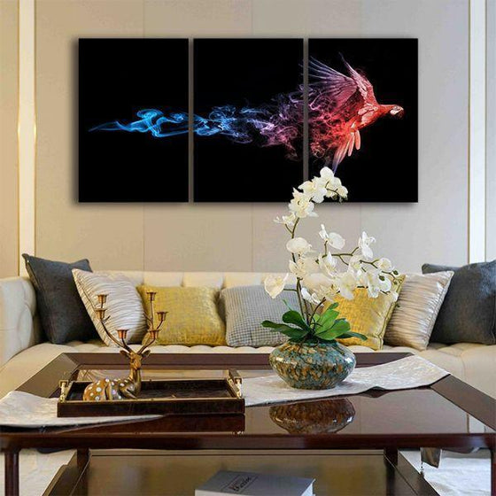 Flying Wild Parrot 3 Panels Canvas Wall Art Living Room