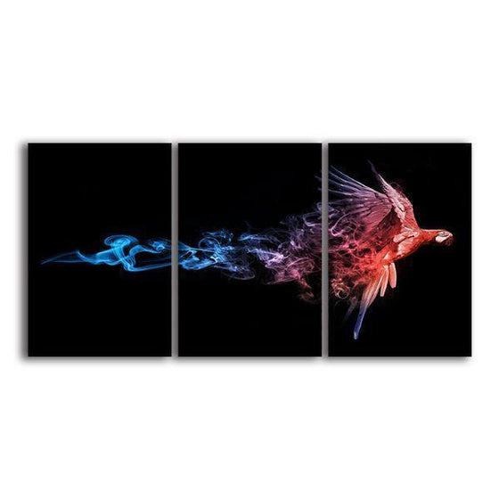 Flying Wild Parrot 3 Panels Canvas Wall Art