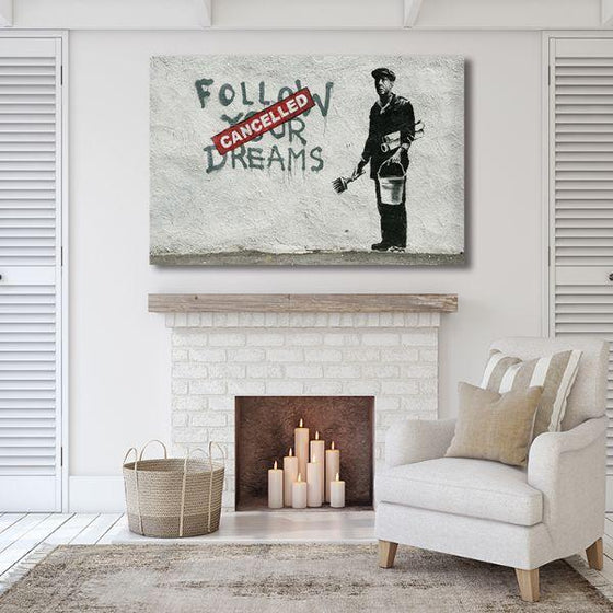 Follow Your Dreams By Banksy Canvas Wall Art Living Room