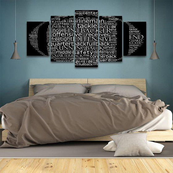 Football Game Terms 5 Panels Canvas Wall Art Bedroom