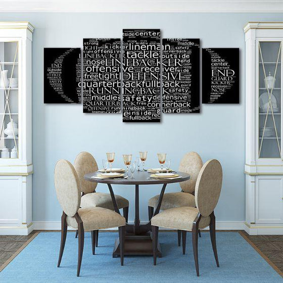 Football Game Terms 5 Panels Canvas Wall Art Kitchen