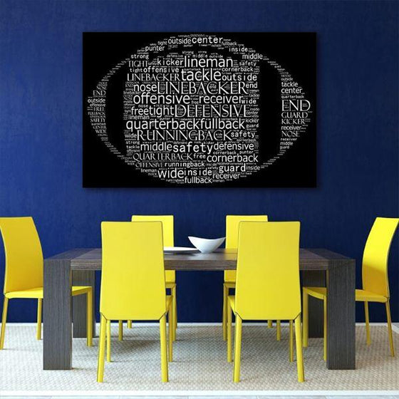 Foot Ball Game Terms Canvas Wall Art Dining Room