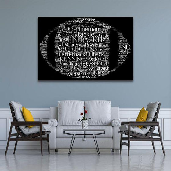 Foot Ball Game Terms Canvas Wall Art Living Room