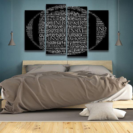 Football Game Terms 4 Panels Canvas Wall Art Bedroom