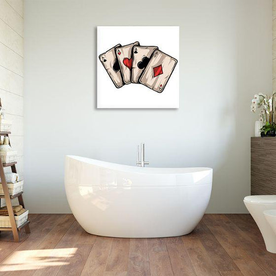 Four Aces Playing Cards Canvas Wall Art Bathroom
