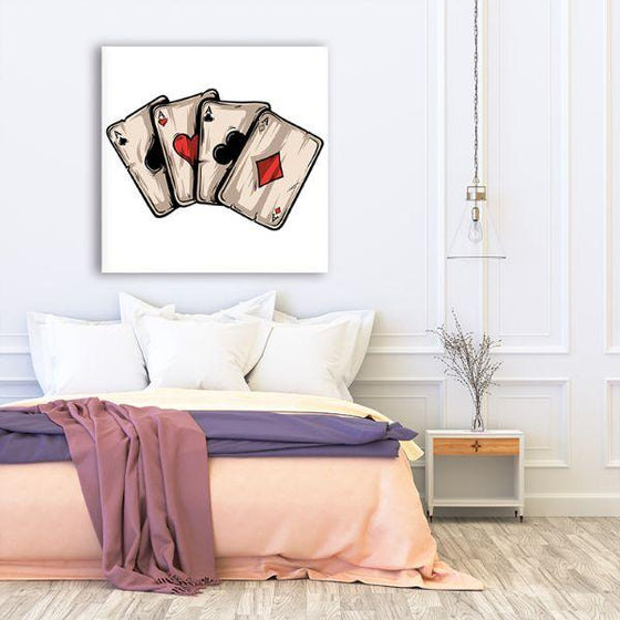 Four Aces Playing Cards Canvas Wall Art Bedroom