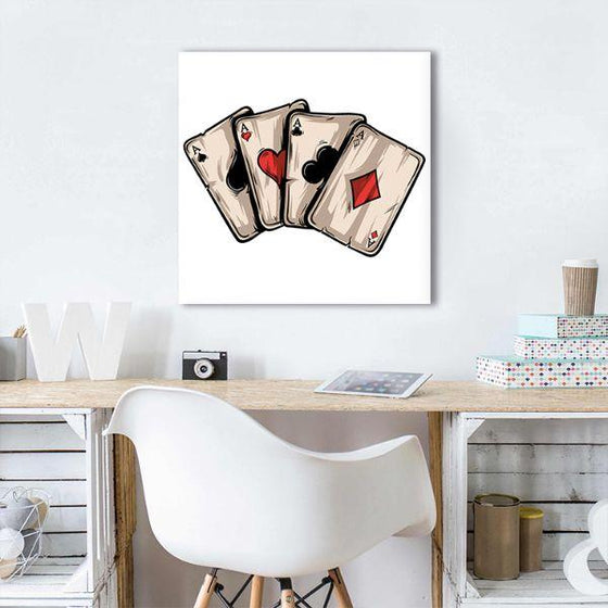 Four Aces Playing Cards Canvas Wall Art Office