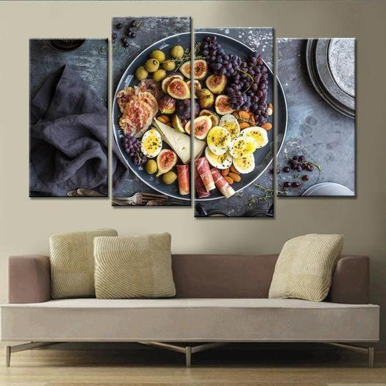 Plate Full Of Fresh Fruits Canvas Wall Art Decor