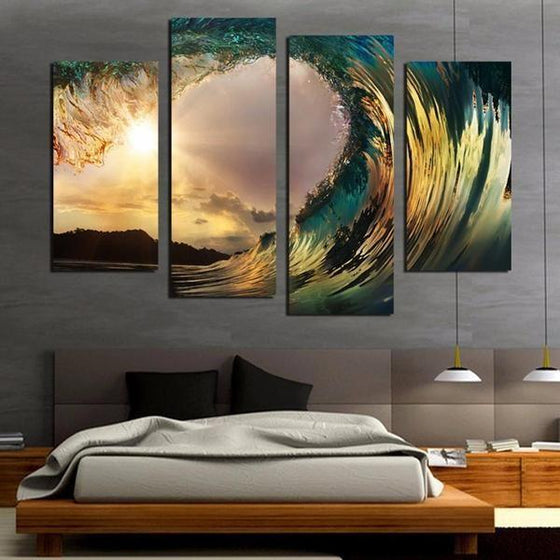 Beach Surfing Wave Sunset Canvas Wall Art Bedroom