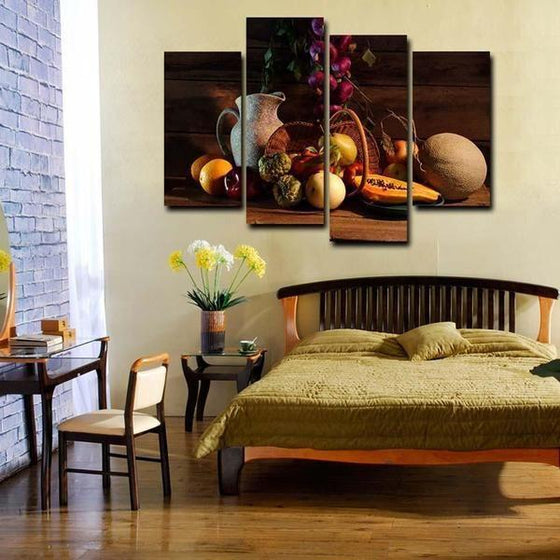 Fresh Fruits In A Basket Canvas Wall Art bedroom