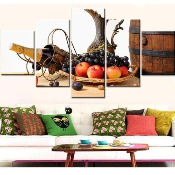 Fruit Tray And Wine Canvas Wall Art Living Room