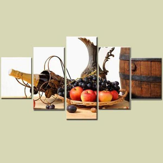 Fruit Tray And Wine Canvas Wall Art Prints