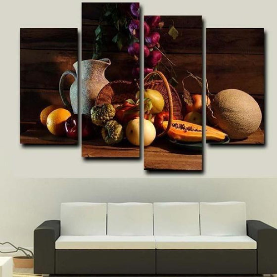 Fresh Fruits In A Basket Canvas Wall Art Living Room