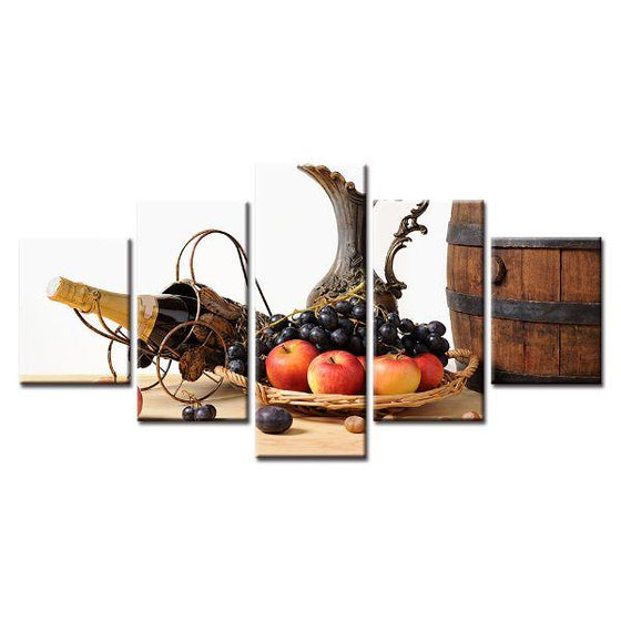 Fruit Tray And Wine Canvas Wall Art