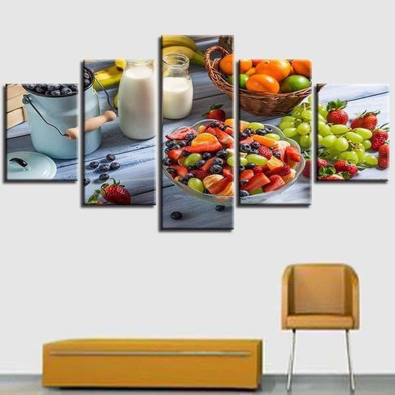 Fruit Salad And Milk Canvas Wall Art Office