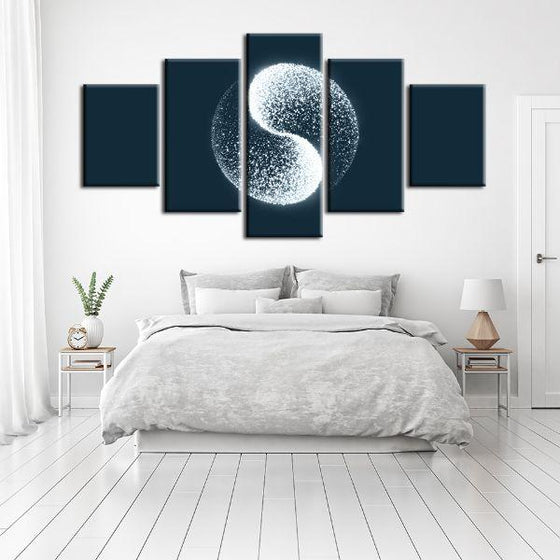 Futuristic Yin Yang 5 Panels Canvas Wall Art Bedroom