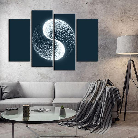 Futuristic Yin Yang 4 Panels Canvas Wall Art Living Room