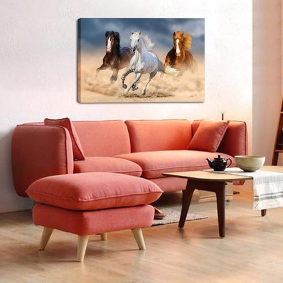 Galloping Horses Canvas Wall Art Living Room