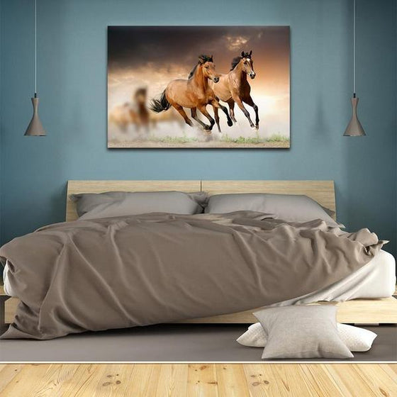 Galloping Wild Horses Canvas Wall Art Bedroom