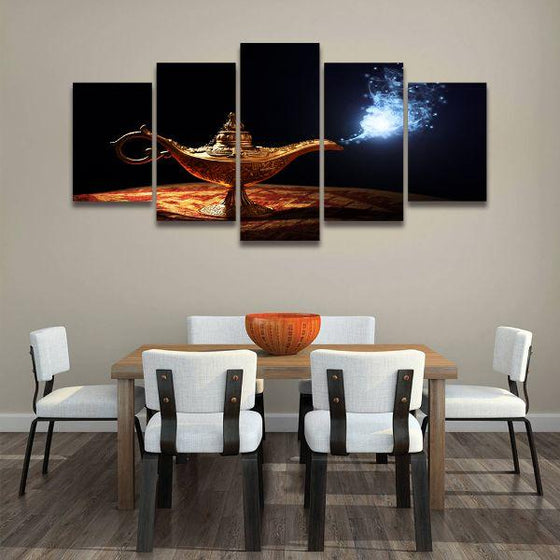 Genie Magic Lamp 5 Panels Canvas Wall Art Dining Room