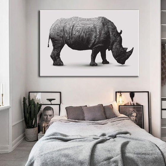 Geometric Rhinoceros Canvas Wall Art Bedroom