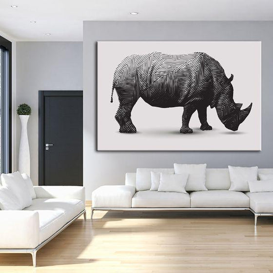 Geometric Rhinoceros Canvas Wall Art Living Room