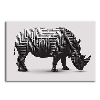 Geometric Rhinoceros Canvas Wall Art