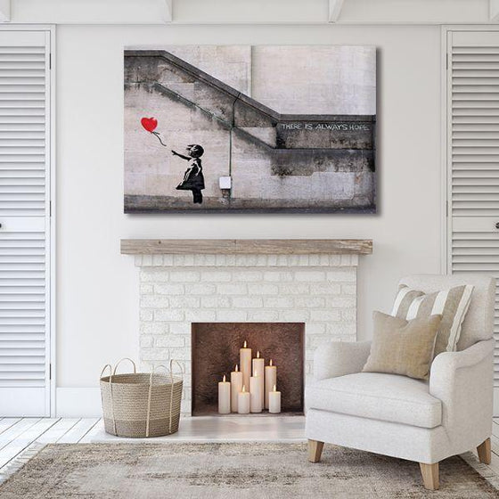 Girl With Balloon By Banksy Canvas Wall Art Living Room