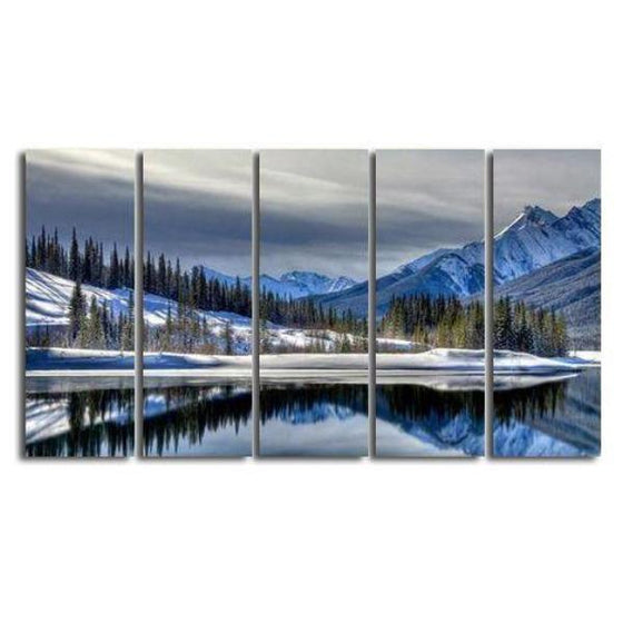 Glacial Mountain And Trees Canvas Wall Art