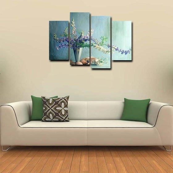 Flowers In A Vase Centerpiece Canvas Wall Art Living Room