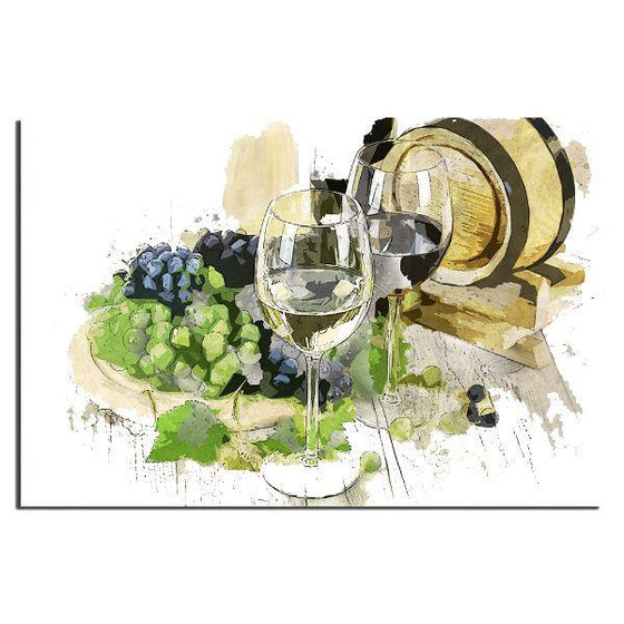 Glass Of Red And White Wine Wall Art Print