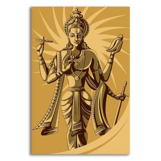 God Vishnu Giving Blessings Canvas Wall Art