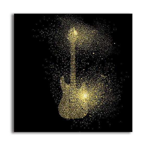 Golden Electric Guitar Canvas Wall Art