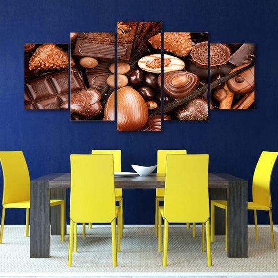 Gourmet Chocolates 5 Panels Canvas Wall Art Dining Room