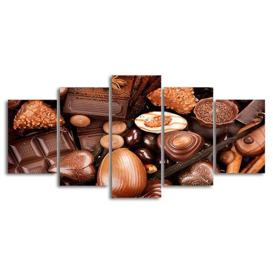 Gourmet Chocolates 5 Panels Canvas Wall Art