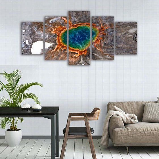 Grand Prismatic Spring 5-Panel Canvas Wall Art Dining Room