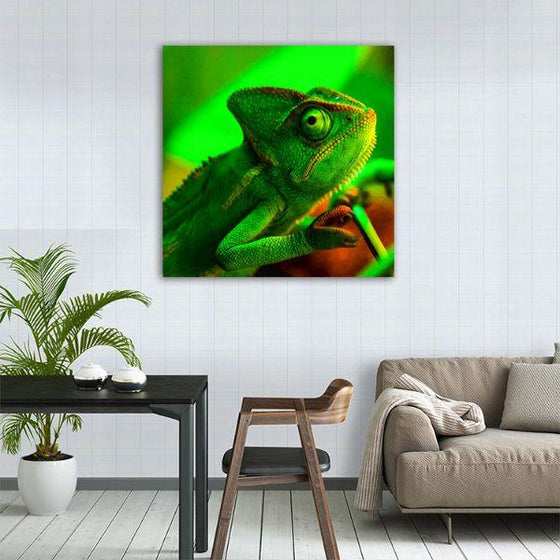 Green Chameleon Canvas Wall Art Print