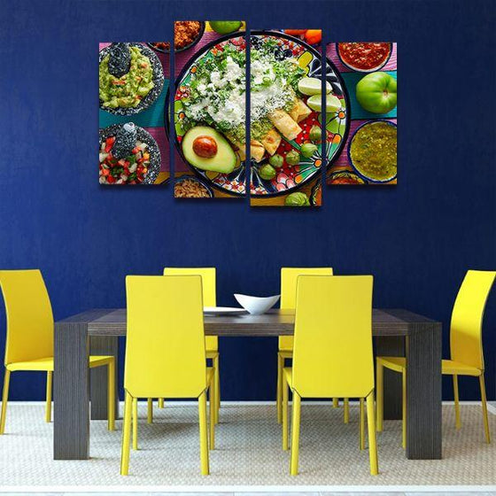 Green Mexican Enchiladas 3 Panels Canvas Wall Art Dining Room