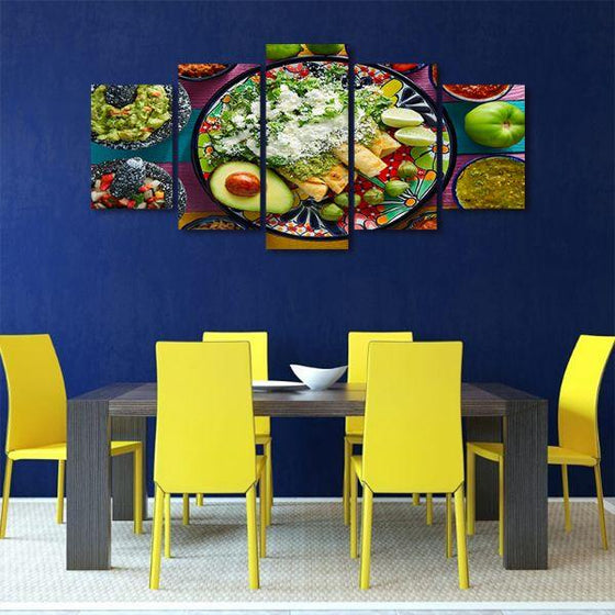 Green Mexican Enchiladas 5 Panels Canvas Wall Art Dining Room