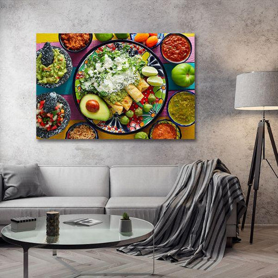 Green Mexican Enchiladas Canvas Wall Art Living Room