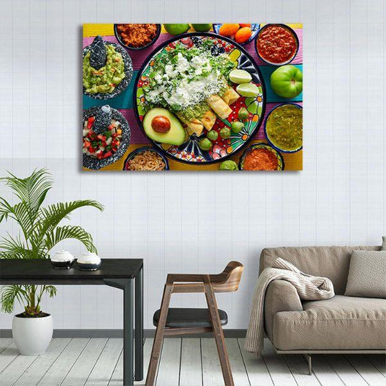 Green Mexican Enchiladas Canvas Wall Art Print